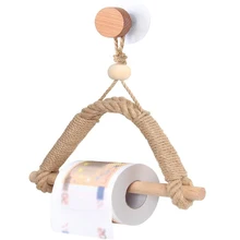 

Vintage Towel Hanging Rope Paper Holder Wall Hanging Tissue Hanger Wood Decoration Bathroom Movable Paper Roll Rack