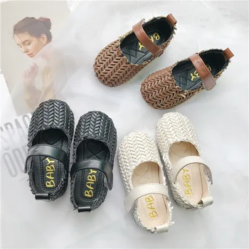 

Girls Single Shoes Soft Soles Kids Girls Pu Leather Shoes 2019 New 2 Color Princess Casual Knitting Shoes for Children Baby