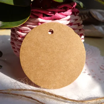 

100pcs Retro Kraft Bookmarks Blank Round Paper Gift Tag DIY Handmade Craft Packaging Hang Tags Stationery Supplies