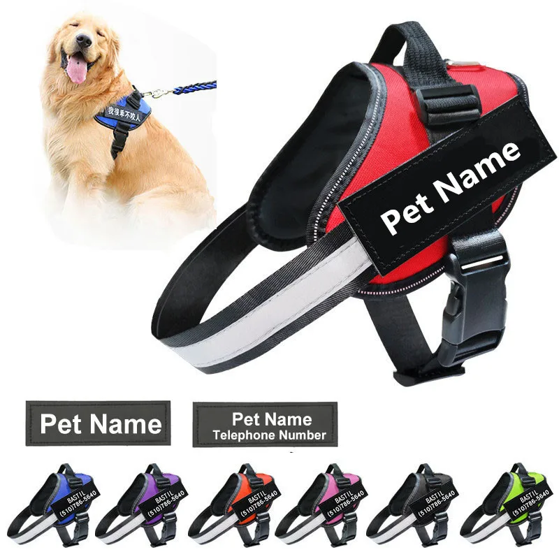 Personalized Dog Harness NO PULL Reflective Breathable Adjustable Pet Harness For Small Large Arnes Perro Grande Custom Patch