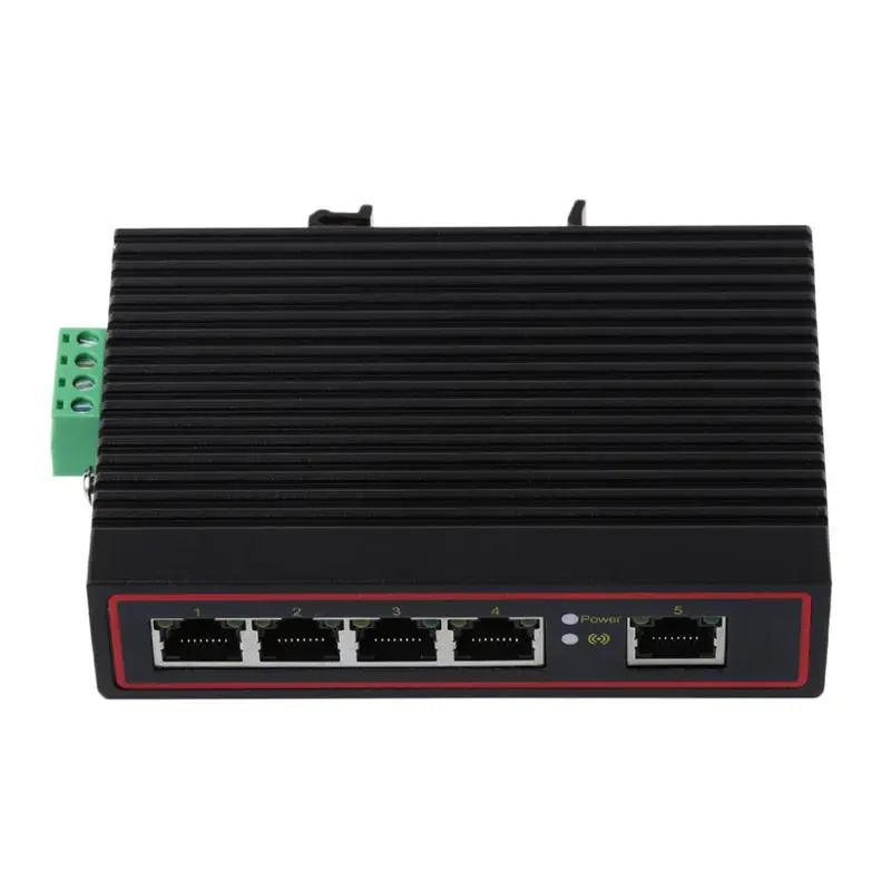 

Diewu 5 Ports Industrial Metal Case Ethernet Switch 10/100Mbps Rj45 Signal Strengthen Vlan Network Switch