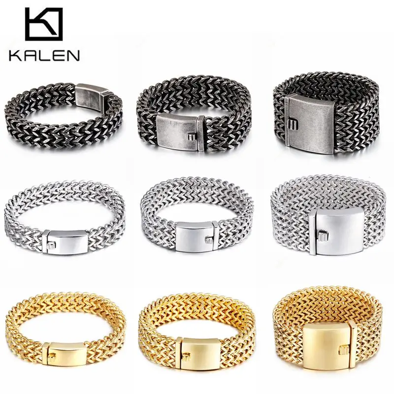 Новая Мода 316 нержавеющая сталь звенья цепи браслеты полированный сетчатый Браслет мужские оптовые ювелирные аксессуары