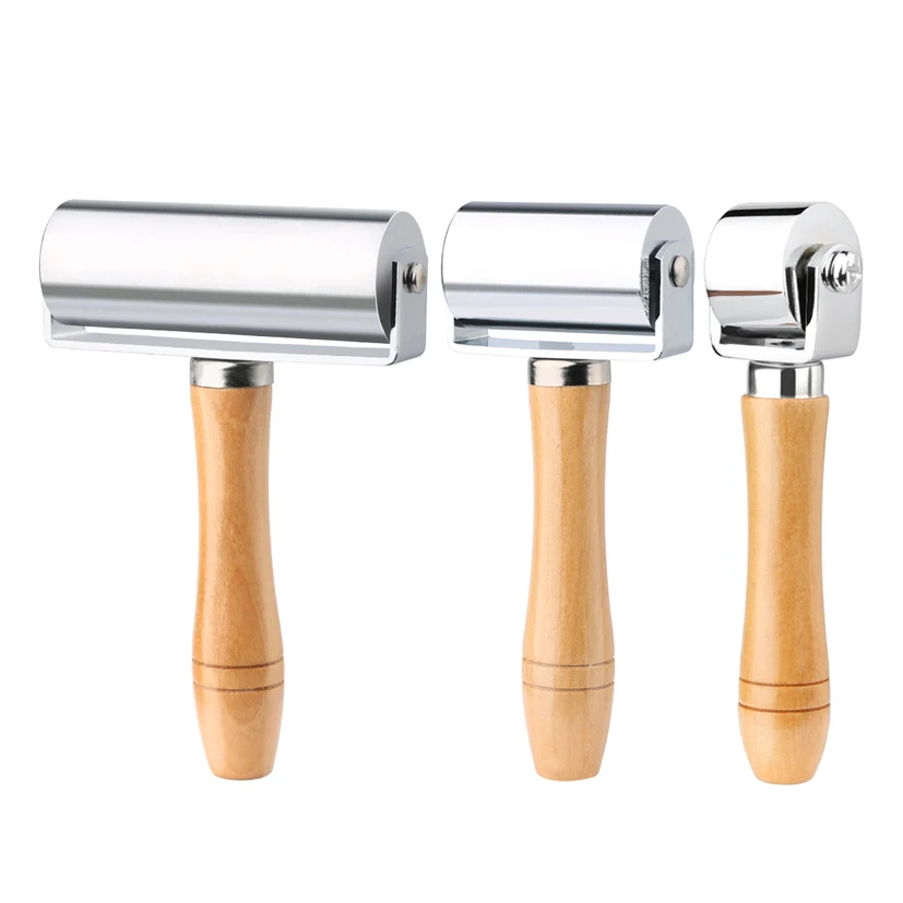 

LMDZ Leather Crimping Tool Press Edge Roller Wooden Handle Roller Leather Tool Glue Laminating Tool Smoother Steel Iron Roller