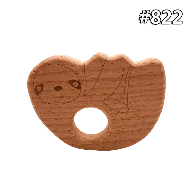 wood teether 822 Деревянный Прорезыватель для новорожденных деревянный кулон для пустышки цепочка прорезыватель Игрушка милая форма животных пищевой материал детские трофеи игрушка подарок - Цвет: wood teether 822