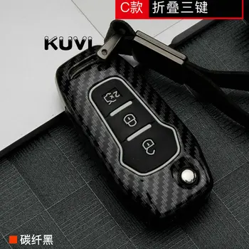 

Carbon fiber Alloy+Silicone Key Case Cover For Ford Focus Everest Explorer Edge Kuga Auto Protection Key Shell Accessories