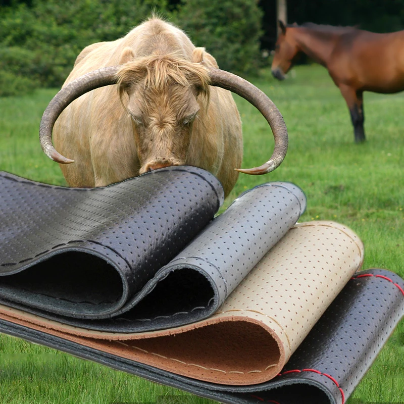 

LUNDA Car Steering Wheel Cover DIY Genuine Leather Cowhide Braid Cover Cap Anti-slip Car Decoration 38CM With Needles and Thread