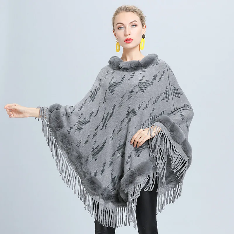 Fashion Tassel Poncho Women Winter Warm 