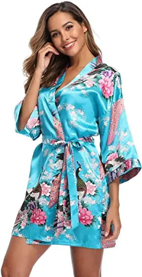 Fashion Satin Robe Female Bathrobe Sexy peignoir femme Silk Kimono Bride Dressing gown sleepwear Night Grow For Women