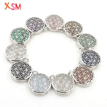 

Fashion Silver Plated Natural Amethysts Rose Quartzs Rock Crystal Flower of Life Pendant Charm Locket Openable Pendant Jewelry