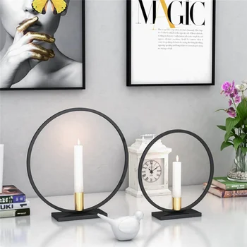 

3D Geometric Tea Light Metal Candle Holders Candle Rack Round Iron Candlestick Home Christmas Party Table Centerpiece Decoration