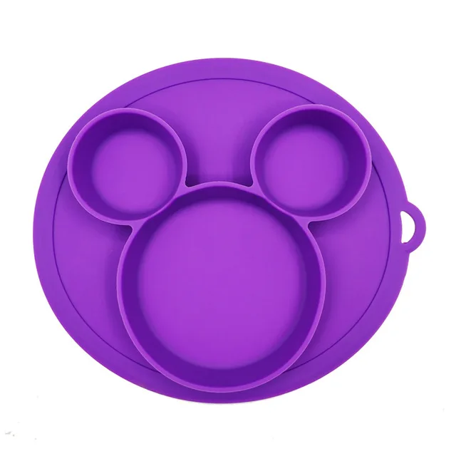 Тарелка для детей с силиконовая детская чаша всасывания BPA бесплатное Кормление детская посуда детские обеденные блюда - Цвет: Purple
