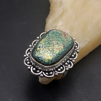 

Hermosa Fancy Jewelry Vintage Dichroic Glass Fashion Band Ring Size 8 A886