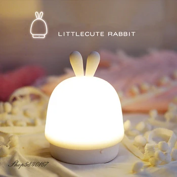 

USB Cute Rabbit Lamp Table Dimming LED Night Light for Bedroom Home Decor Kid Girl Children Gift Room Light Lighting Soft Lamp