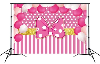 

Pink bow photography backdrops girl photo background birthday party banner photo booth props balloon baby shower studio Sm-236