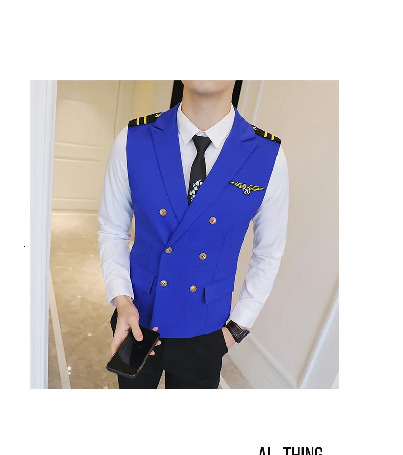Новое платье жилеты для мужчин Epaulet Air Less Жилет двубортный Рабочая форма костюмы с жилетом Повседневный Приталенный жилет Homme 5XL