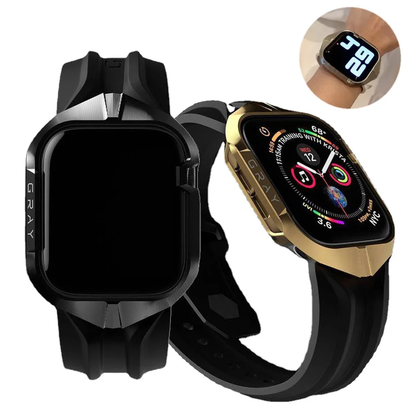 Metal Watch Case for Apple Watch 42mm 44mm Watch TPU Cover for iWatch Series 4 5 6 Replacement accessories with Box