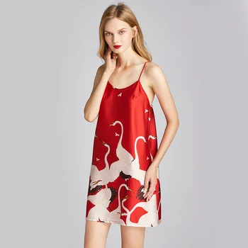 

Spaghetti Strap Nightgown Women Sleepwear Nightdress Satin Intimate Lingerie 2020 Summer New Home Clothes Sexy Nightwear
