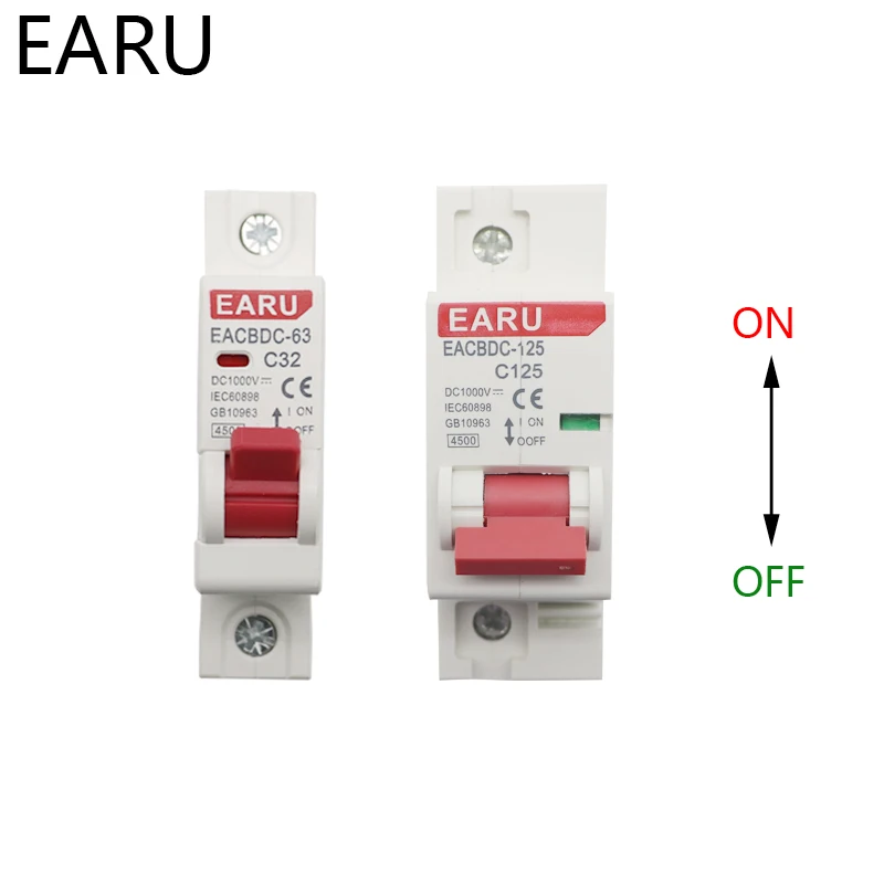 

DC 1000V 1P Solar Mini Circuit Breaker Overload Protection Switch 6A 16A 20A 25A 32A 50A 63A 80A 100A 125A Photovoltaic PV MCB