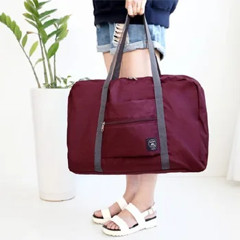 

Polyester Portable Single Shoulder Clothes Storage Dual Zipper Side Pocket Handheld Organizer Foldable Space Saving Travel Bag