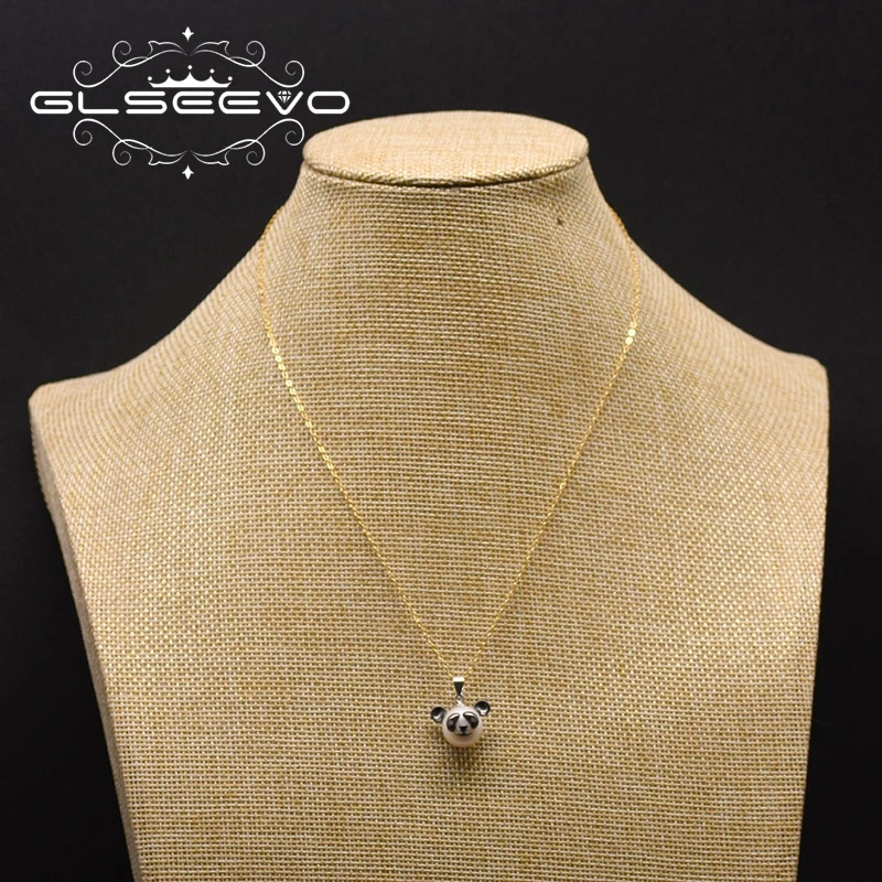 GLSEEVO 925 серебряное ожерелье с подвеской в виде панды для женщин, девушек, влюбленных, милый подарок на день рождения, Collares De Moda GN0164