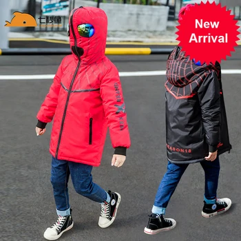 

jacket winter cartoon boys parka boys hooded coat Double side wear with glasses fashion children jacket