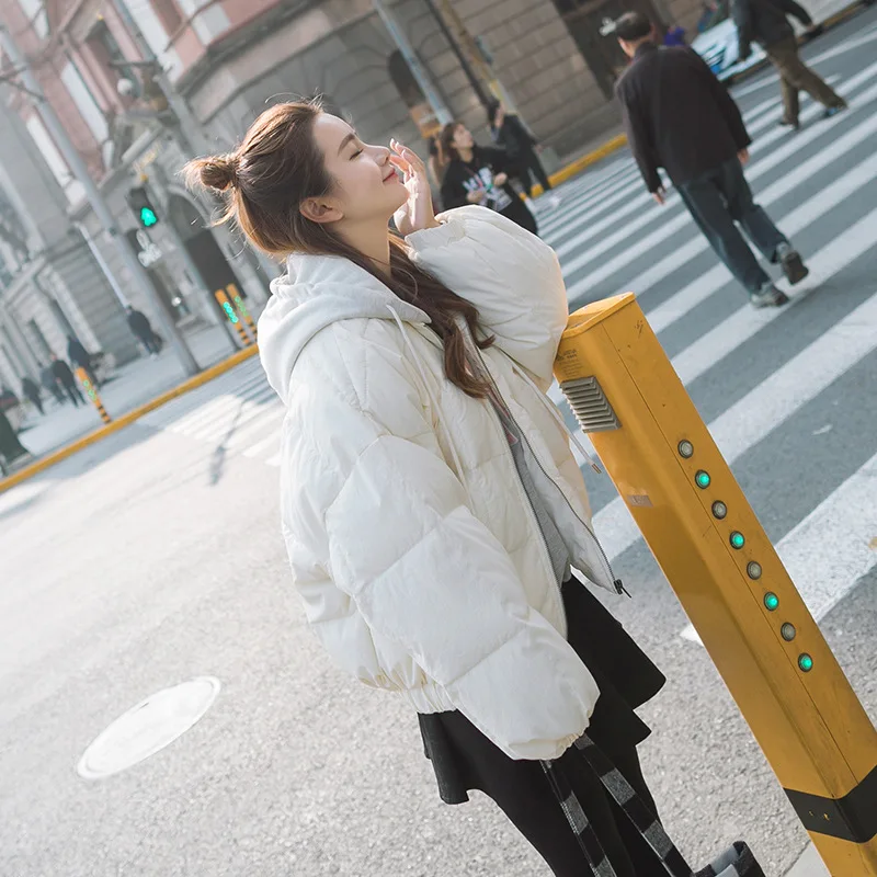 

Short Hooded Cotton Coat Women's 2019 Winter New Style Students INS Loose-Fit Slimming Thick Cotton-padded Clothes Versatile Sma