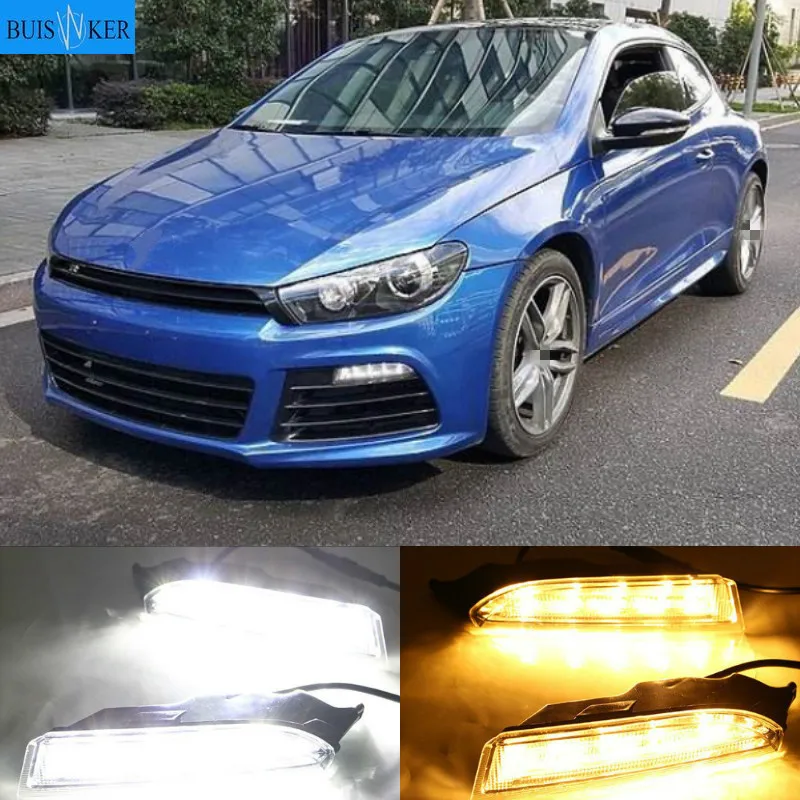

1 комплект 12V из АБС-пластика для Volkswagen VW Scirocco R 2010 - 2014 вождения светодиодный DRL Дневной светильник 12В противотуманный фонарь