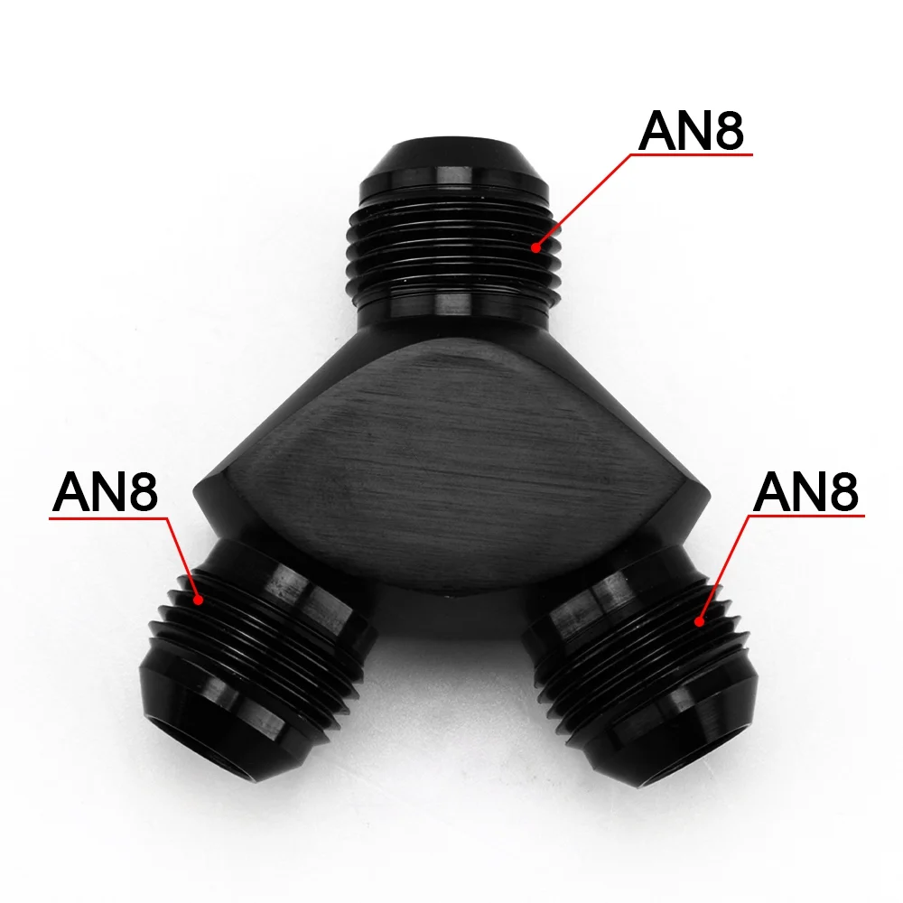 AN6 AN8 AN10 Алюминиевый Y Блок адаптер фитинги адаптер Черный Y Тип нефтяной трубы соединение - Цвет: AN8 BLACK