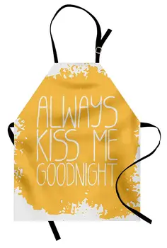 

Always Kiss Me Goodnight Cooking Apron Hand-Written Style Phrase on Grungy Color Splash Background Kitchen Accessories