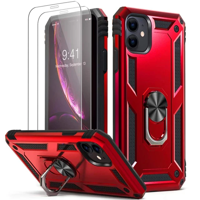 for iPhone X XS XR 11 Pro 7 8 Max Case,Military Grade Armor 15ft. Drop Tested Protective Ring Magnetic Car Mount Kickstand Case 1