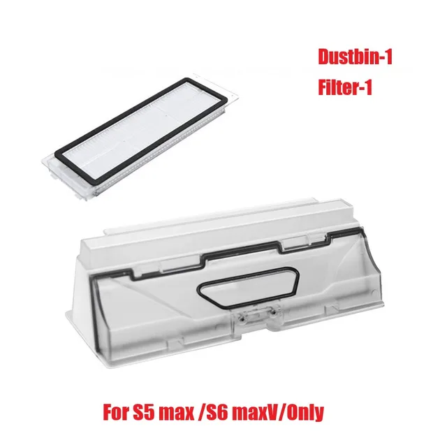 Roborock S5 MAX S6 MaxV PURE New Dust Box Vacuum Cleaner Robotic Parts Robot Dustbin Box with Filter Accessroies 1Dust Box1Filter