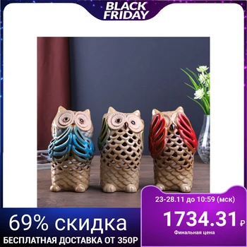 

Ceramic candlestick "Family of owls" set of 3 pieces 16.5x9x9 cm 4556581