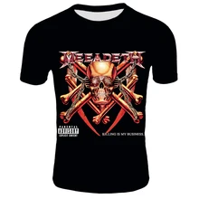 Лидер продаж, 3D футболка Megadeth, модная футболка с принтом черепа в стиле хип-хоп, мужская повседневная футболка с короткими рукавами, летняя уличная футболка с буквенным принтом