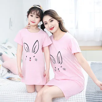 

Children Clothing Summer Girls Dresses Mother Baby Pajamas Cotton Nightdress Girl Sleepwear Family Look Clothes Matching Outfits