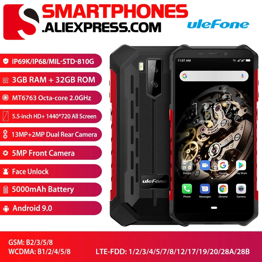 Ulefone Armor X5 смартфон MT6763 Восьмиядерный IP68 водонепроницаемый Android 9 разблокировка