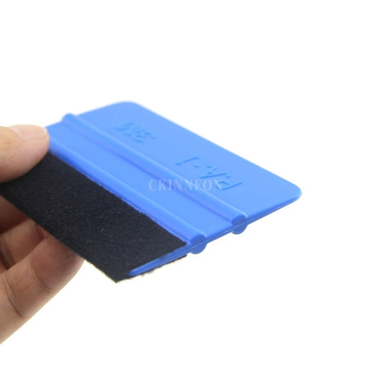 200PCS 3M Blue Squeegee With Felt Edge For Car Van Bike Wrap Wrapping Squeegee Tool Scraper Car Wrap Applicator Tool