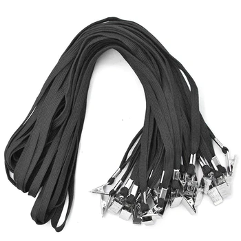 

Black Lanyards 50 PCS Badge Lanyards with Clip Office Neck Flat Bulk Lanyard with Badge Bulldog Clip