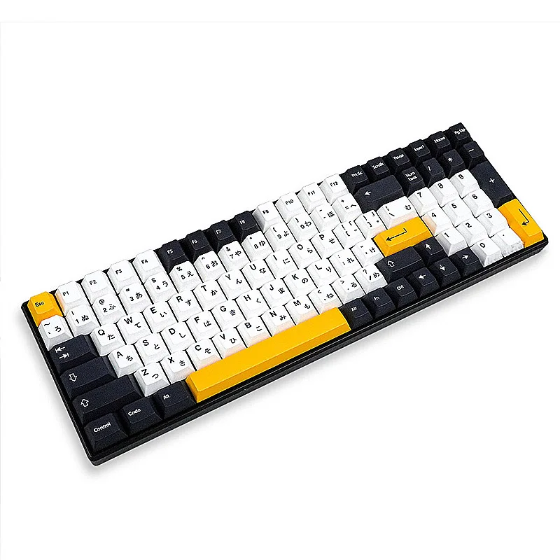 

145 Keys Japanese PBT Keycaps White Yellow Keycap Cherry Profile Dye Sub Keycaps For Mechanical Keyboard