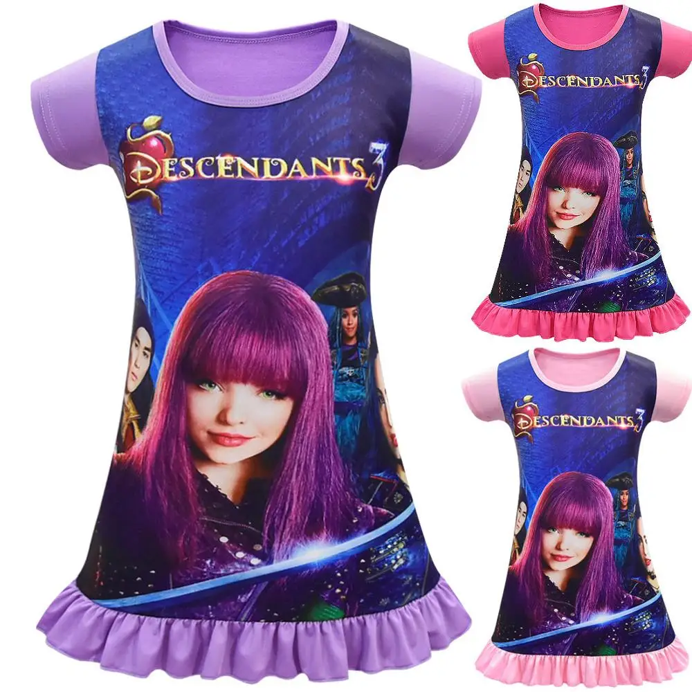 

Girls Descendants Mal Dress Up Dress Kids Movie Role Evie Cosplay Robe Halloween Carnival Party Cosplay Costume For Little Girl
