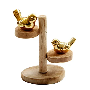 

1 Set Home Ornament Wooden Ceramic Combination Ornaments Bird Tree Shape Decor