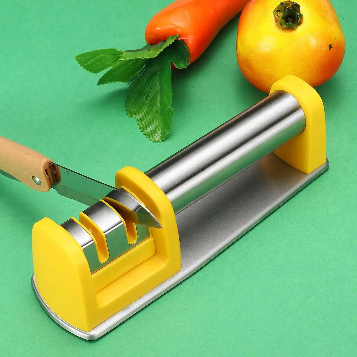 Yellow Точилка для ножей 2 s Профессиональная кухонная точильная каменная шлифовальная машина ножи точильный камень Вольфрам Алмазная Керамическая точилка инструмент - Цвет: Yellow