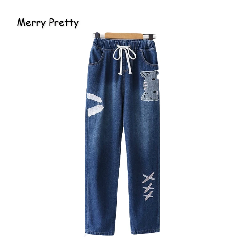 Женские джинсы с карманами Merry Pretty прямые брюки из денима вышивкой в виде