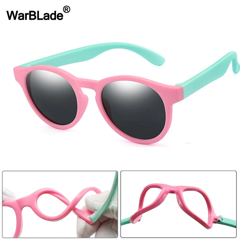 Kids Sunglasses WarBlade Round Children Polarized Sunglasses Boys Girl Kids Sun Glasses Silicone Safety Baby Infant Shades Eyewear UV400 Oculos