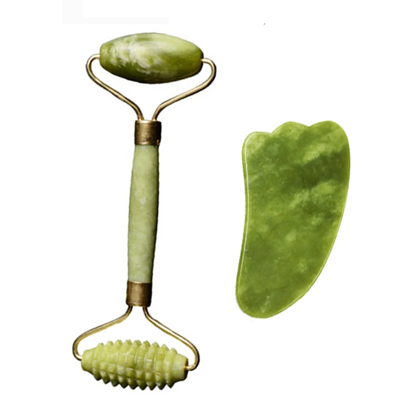 No.7 Нефритовый ролик и набор Gua Sha, Нефритовый акупунктурный массажный ролик Guasha, доска для лица, тела, глаз, массажер для шеи, инструмент, натуральный Нефритовый камень - Цвет: No.7