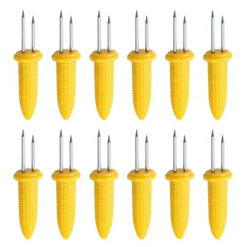 

Stainless Steel Corn Holders Corn On The Cob Skewers Fruit Forks Outdoor Barbecue Tool Outdoor Barbecue Tools (Yellow)