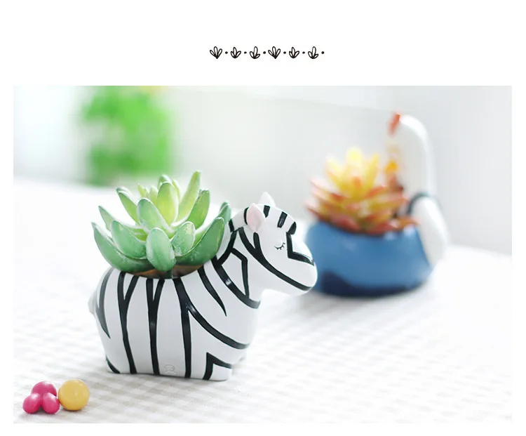 Creative Resin Succulent Plant Pots Mini Flower Pot Decorative Desktop Flowerpot Fairy Garden Home Garden Decoration (19)