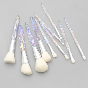 

10pcs Blush Makeup Brush Set Easy Clean Home Use Multifunctional Eye Shadow Synthetic Fiber Cleaning Crystal Handle Cosmetic