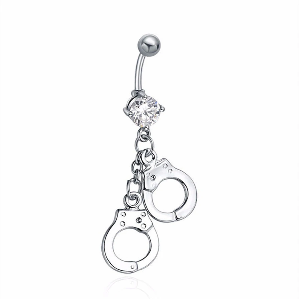 

Simple Personality Handcuffs Crystal Style Navel Belly Button Barbell Rings Body Piercing Gift for Women Body Piercing Jewelry