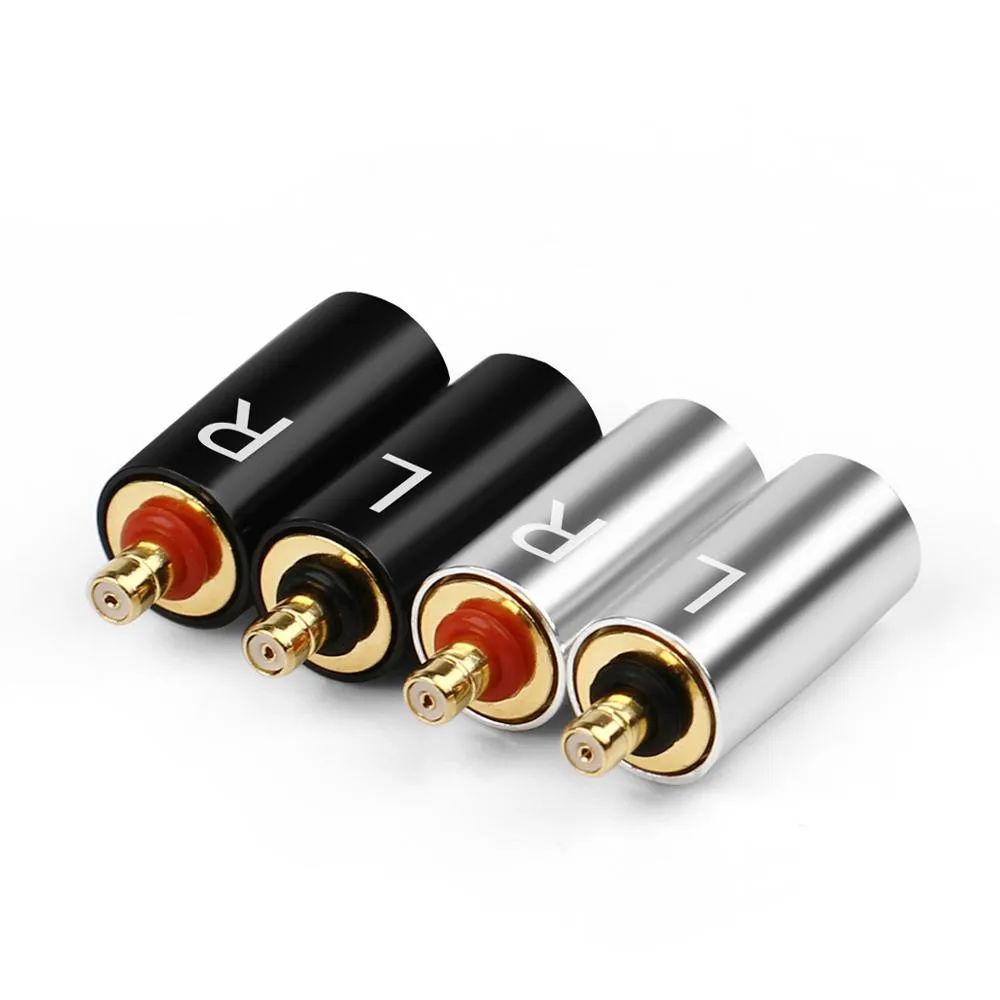 2 pair Headphone Pin Jack For IPX UE6 UE6Pro Hifi Earphone Audio Connector Copper Gold Plated Headphones Adapter Silver Black