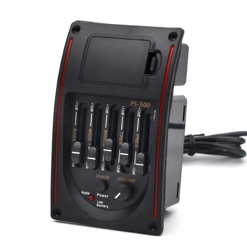 

5-Band Tone Controls EQ Equalizer Tuner PS-500 5-Band Acoustic Guitar EQ Preamp Equalizer Pickup Acoustic Guitar